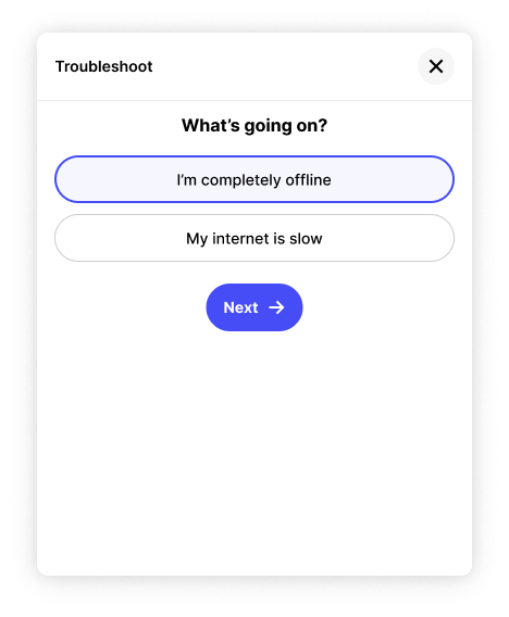 Troubleshoot widget asking 'What's going on?'
